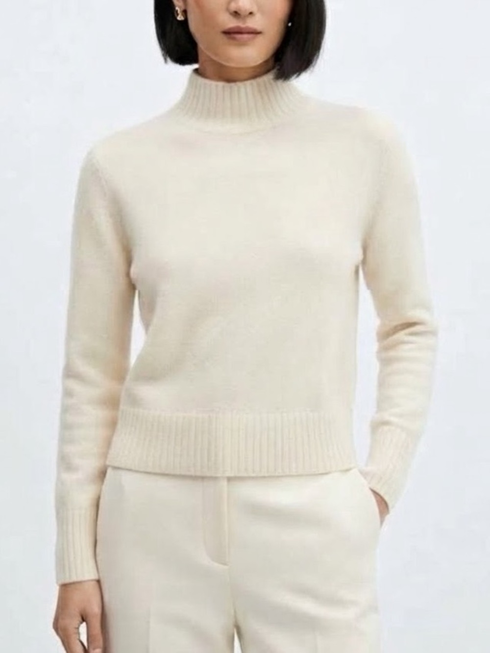 Cozy Mock Neck Women's Sweater in Cream
